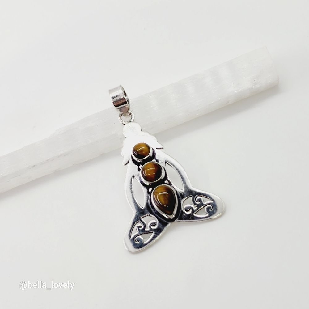 Tiger Eye Yoga Yogi Meditate Ethnic Handmade Pendant Jewelry 1.92"